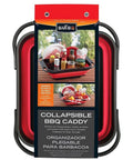 Collapsible Caddy Tote With Fold Down Handles And Removable Section For Customizable Storage And Easy Gear Transport In Red And Black