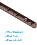 Hella Smooth 12 Inch Drawer Slides 8 Pack Plastic Guide Rails Side Mounted For Cabinets Tables and Wardrobes close-up of brown guide rail with holes and features.