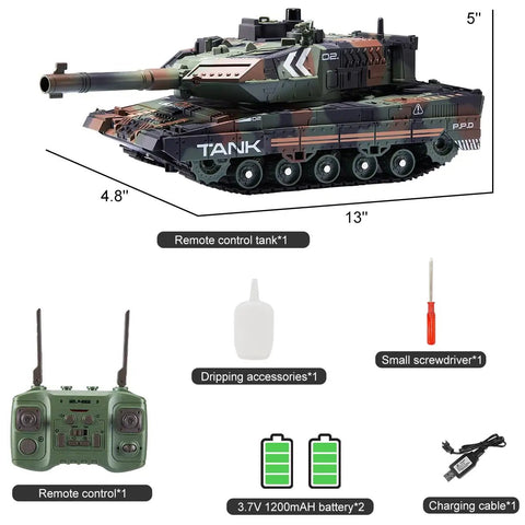 Rugged RC Tank That Shoots For Kids And Teens 2 4GHz Remote Control Army Tank Toy With Auto Demo Lights Smoke 13 Channel Combat