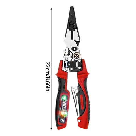 Pro Grade Wire Stripping Tool With Built-In Electricity Tester for Pulling, Cutting, and Crimping, 22cm length