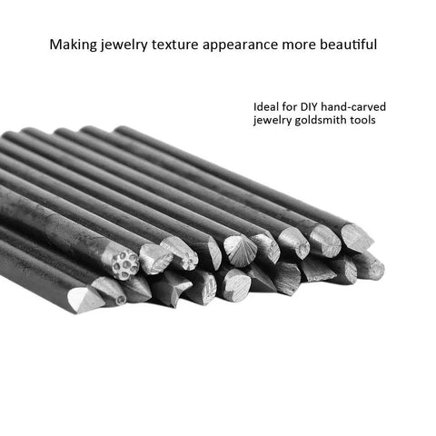 Steel punches from Pro Grade Jewelry Anvil And Chisel Set With Steel Punch And Stamp Kit For Jewelry Making And Metal Carving Tools