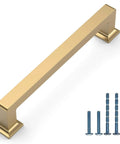 Champagne Bronze Cabinet Pulls Set, 5 Inch Center To Center, 5.7 Inch Overall Length, Zinc Alloy Kitchen Cabinet Drawer Handles with screws