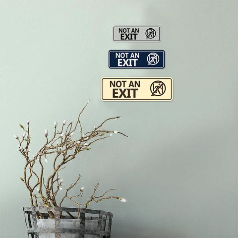 Not An Exit Stick Figure Sign Brushed Silver Small 2 Pack Clear Exit Icon For Quick Recognition In Emergencies Hallways Doors And Storage Areas For Public Buildings And Businesses on wall