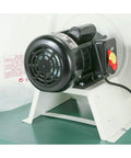 Close-up of the Heavy Duty 3 HP Dust Collector motor with black casing and power switch, designed for 2300 CFM shop airflow.