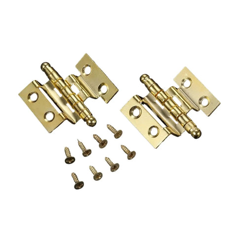 Rotating Concealed Cabinet Hinges Set, Double Fold Hinge 40mm, 8-Hole Gold Finish With Screws shown on white background