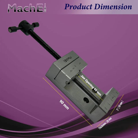 Mini Steel Vise Clamp for Precision Workholding, 2 Inch Jaw, 50 Mm Opening, Built Tough for Milling and Drilling, Ground Jaws
