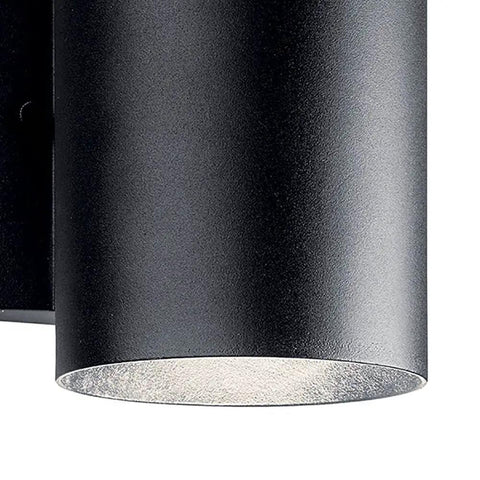 Textured Black LED Outdoor Wall Light With Integrated 3000K LED, Aluminum Wet Location Downlight, Modern Exterior View
