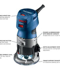Colt 1.25 HP Max Variable Speed Palm Router Kit with rugged aluminum base and 16,000-35,000 RPM for precision woodworking.
