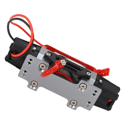 Check Out This Sick CNC Metal RC Dual Motor Winch For Your Truck with red and black wiring, suitable for 1/10 and 1/8 scale models.