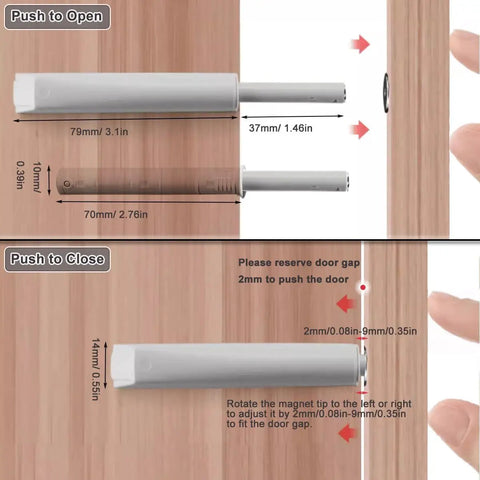 Diagram of Push To Open Cabinet Latch Set 8 Pack Magnetic Push Latches and Locks for Hidden Doors and Drawers installation