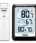 Indoor Outdoor Wireless Weather Station With Real Time Indoor And Outdoor Thermometer And Hygrometer, Battery Operated Temperature Humidity Monitor, Backlit Display, 330 Feet Range, Easy Home Sensor Setup