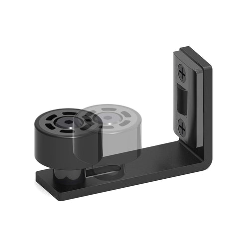 Sliding Barn Door Floor Guide With Adjustable Wall Mount And Bottom Double Nylon Rollers, scratch resistant black finish