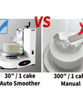 Comparison of All In One Cake Decorating Kit With Automatic Turntable And Leveler For 4 To 12 Inch Cakes vs manual smoothing.