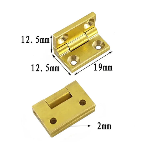 Solid Brass Cabinet Hinges 19x12.5mm 2 Pack For Drawers Jewelry Chest Wooden Boxes Butt Connectors