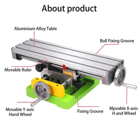 6350 Size Mini Multifunction Milling Work Table For Bench Drill Press With Adjustable X Y Cross Table and Aluminum Dovetail Slots