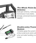 Two Point Four GHz 10 Channel AFHDS Two A RC Transmitter with FS IA6B Receiver, dual-gain antenna, and transfer system features.