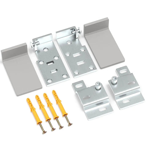 Beefy Heavy Duty L Bracket Carrier Plate For Wall Cabinets And Heavy Furniture Installation with screws and covers shown