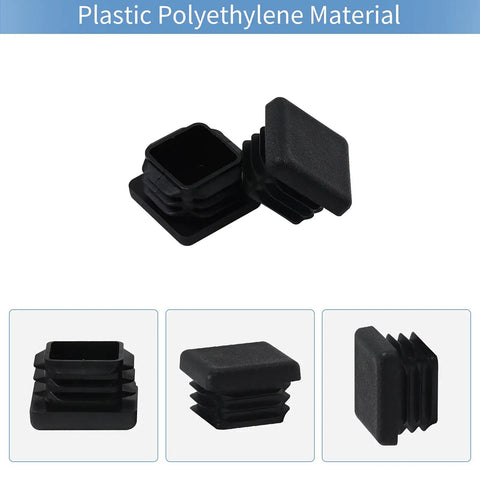 12 Pack 1x1 Inch Square Tube End Caps Plastic Plugs Black For 1 Inch Square Tubing Fits Wall Thickness 0.039 To 0.098 Inch
