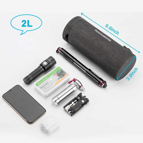 Front Frame Bike Handlebar Bag Waterproof Storage Bag With Large Capacity For Road Bike And MTB featuring 2L size with tools