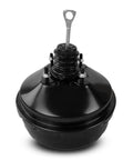 Heavy Duty Vacuum Power Brake Booster Built Hella Tough For Chevy Blazer S10 Pickup GMC Jimmy Sonoma Straight Street Replacement 1998 To 2005 Models close-up view showing black steel body and mounting hardware.