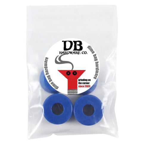 Premium American Longboard And Skateboard Truck Replacement Bushings 4 Pack Soft 88a Blue Cushions in packaging for smooth cruising.