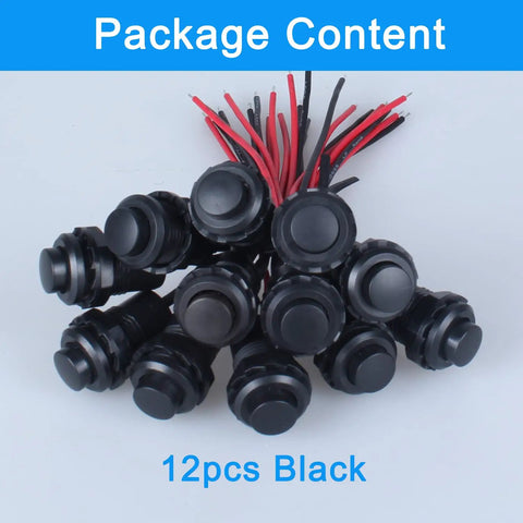 12 Pack 12Mm Latching Push Button Switches Plug And Play SPST On Off Normally Open Pre Wired Dual Voltage 120V 3A And 250V 1.5A