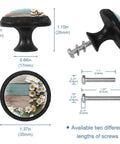 Set Of 4 Matte Black Drawer Pulls Daisy Cabinet Knobs Round Crystal Glass Dresser Pulls Closet Door Handles with sizes