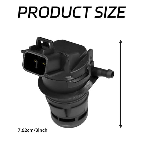 Windshield Washer Pump Replacement For Toyota, Lexus, Subaru, Mazda, Nissan, Acura, Honda with 85330-60190 85330-AE010 shown with measurements
