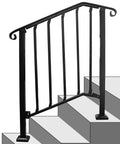 Adjustable Handrail For Two Or Three Steps With Real Wrought Iron Material Outdoor Steps Rail Kit With Installation Hardware