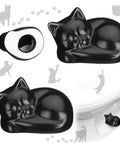Two Cat Shaped Toilet Bolt Caps Ceramic Screw Covers For Bathroom Decor, 2 Pack Black, shown from various angles.