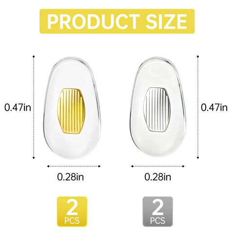 Top Shelf Nose Pads Replacement for Sunglasses and Glasses, 0.47in x 0.28in, gold and silver, silicone, two pieces.
