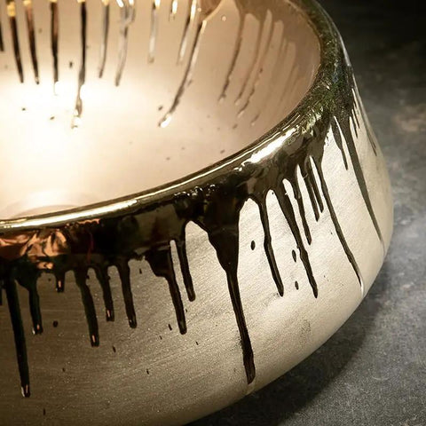 Close-up of USZWBY European Style Golden Vessel Vanity Sink Above Counter Basin showing elegant design and ceramic finish.