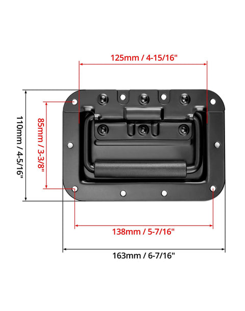 Large Recessed Spring Loaded Steel Handle Set 4 Pack For Flush Mount Cabinets Flight Cases And Racks 16 Gauge Steel Body