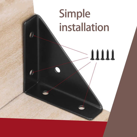 Heavy Duty Four Pack Bed Corner Supports And Hidden Triangular Shelf Brackets Built With Cold Rolled Steel showing easy installation with screws.