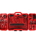 True Mechanic 312 Piece Tool Set With Ratchet And Socket System open case showing wrenches, pliers, sockets, and ratchet
