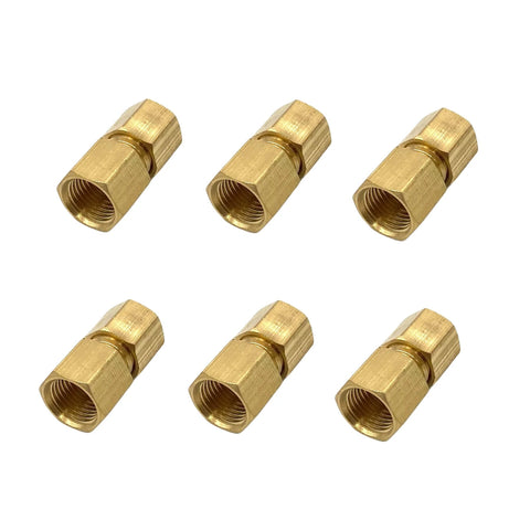 Brass compression tube fittings, six-pack; 1/8 NPT female to 3/16 OD, hex body