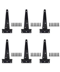 Heavy Duty T Door Hinges With Reinforced Shafts And Screws Included, black zinc iron hardware for wooden gates and barns.