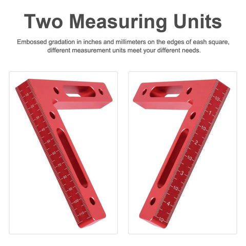 Aluminum Alloy 90 Degree Positioning Square Right Angle Clamp For Woodworking, 4.7 By 4.7 Inch Corner Tool, red anodized, side view