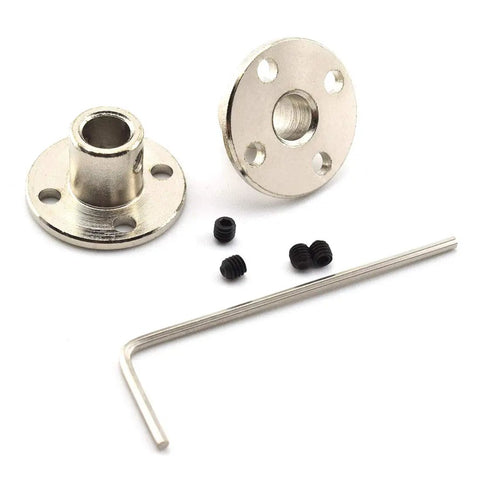 1/4 Inch Flange Shaft Coupling, Metal Axis Bearing Fittings, Rigid Coupler For Stepper Motor And RC Models, Built To Last Shaft Coupler 2 Pack For Precise Motion And Easy Install, metal flange coupler with screws and hex key