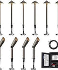 12V AC Low Voltage Landscape Lighting Kit With Bronze Metal Fixtures 6 Path and 4 Spot Flood Lights, 150W Transformer, Wire