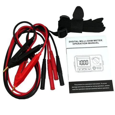VC480C Pro-Grade Ultra-Precise Milliohm Meter With 4-Wire Kelvin Clips and manual displayed
