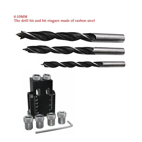 15 Degree Angled Pocket Hole Locator Kit For Woodworking, Pro Grade Drill Guide Sleeve Set 6mm 8mm 10mm, Easy Pocket Hole Puncher For Precise Drilling And Quick Setup, with 3 carbon steel drill bits and aluminum guide