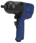 Rugged Half Inch Drive Pneumatic Impact Wrench With Killer High Torque Air Power for quick garage jobs, blue handle design.