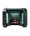 Back view of Hardworking Cordless Jobsite Radio With Bluetooth, AM FM, DSP Tuner, And Illuminated LCD Display, Runs On 12V To 18V.