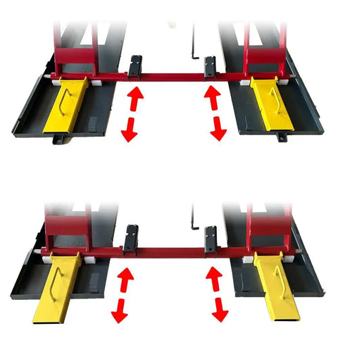 Close-up of Heavy Duty Eight Thousand Pound Scissor Lift With Lockable Drive Ramps, showing lift mechanisms and ramps.