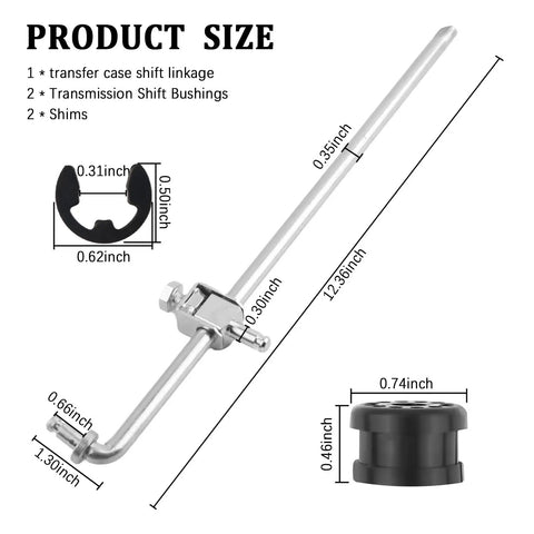Beefed Up Replacement Shift Linkage Bushing Kit For Dodge Ram Trucks 2002 2005 1500 2500 3500 With E Type Clips And Protection Ring Bushings OEM 68078974AA For Easy Install And Smooth Shifts. metal shift linkage, 12.36-inch rod, black bushing