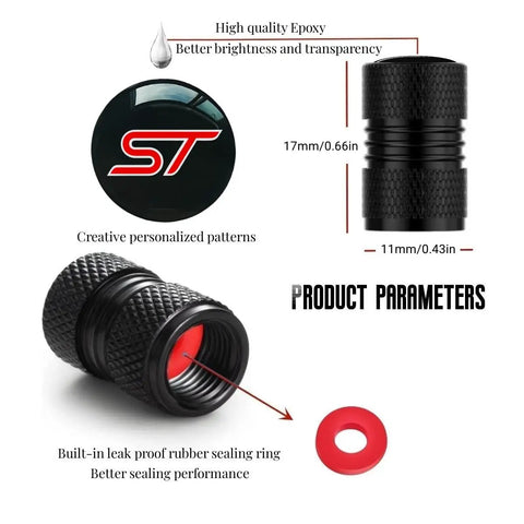 Valve Stem Caps For Car Tires With Fashionable Patterns Dustproof Water Resistant Tire Air Cap Covers, product dimensions shown