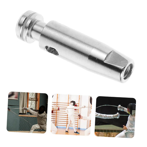 Durable Stainless Steel Fencing Practice Tip Replacement Head for Foil and Epee Training, shown with fencers in background