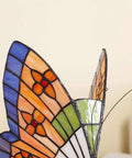 Close-up of Butterfly Tiffany Style Stained Glass Accent Table Lamp Night Light For Living Room And Bedside Decor, 10 Inch Tall, E12 LED