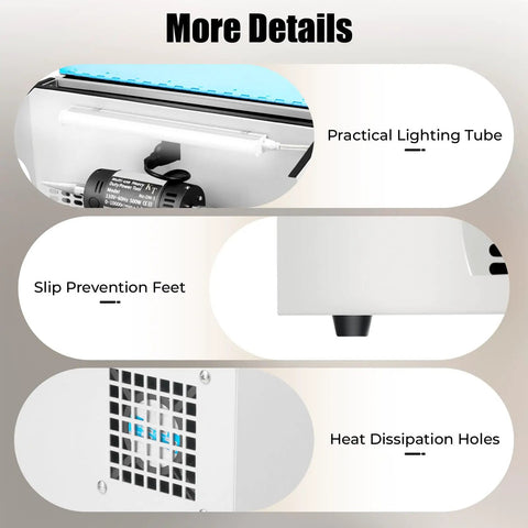 Detailed view of Powerful 500W Desktop Jewelry Buffing Machine With Dust Collector Adjustable Speed Up To 10000 RPM features.